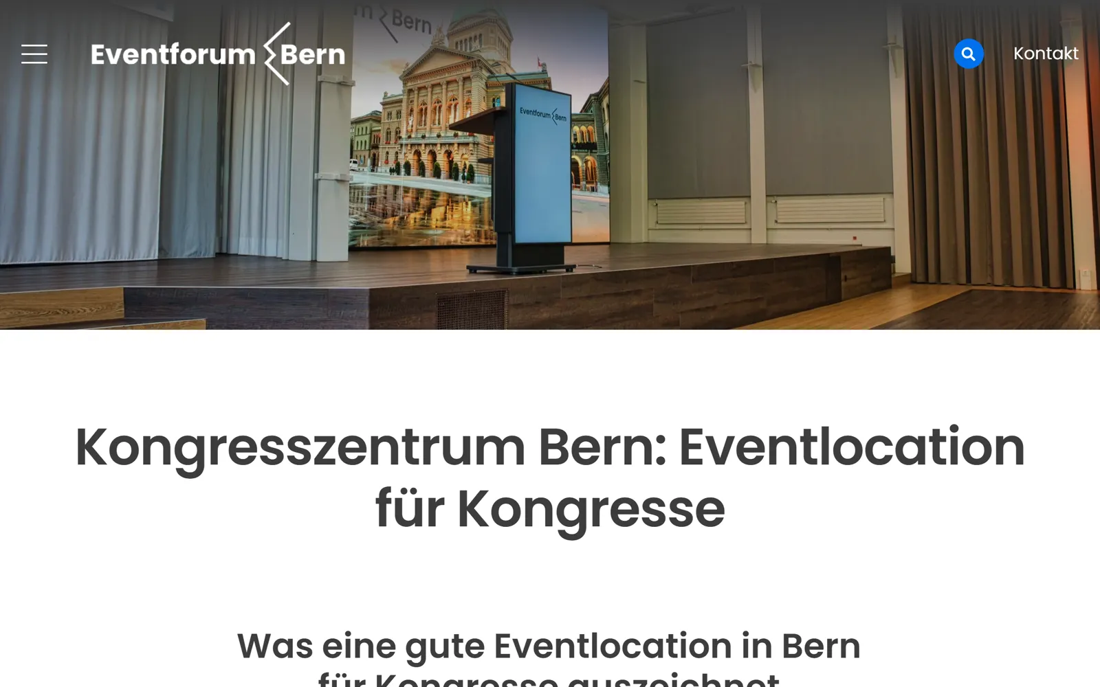 Kongress-Seite des Eventforum Bern