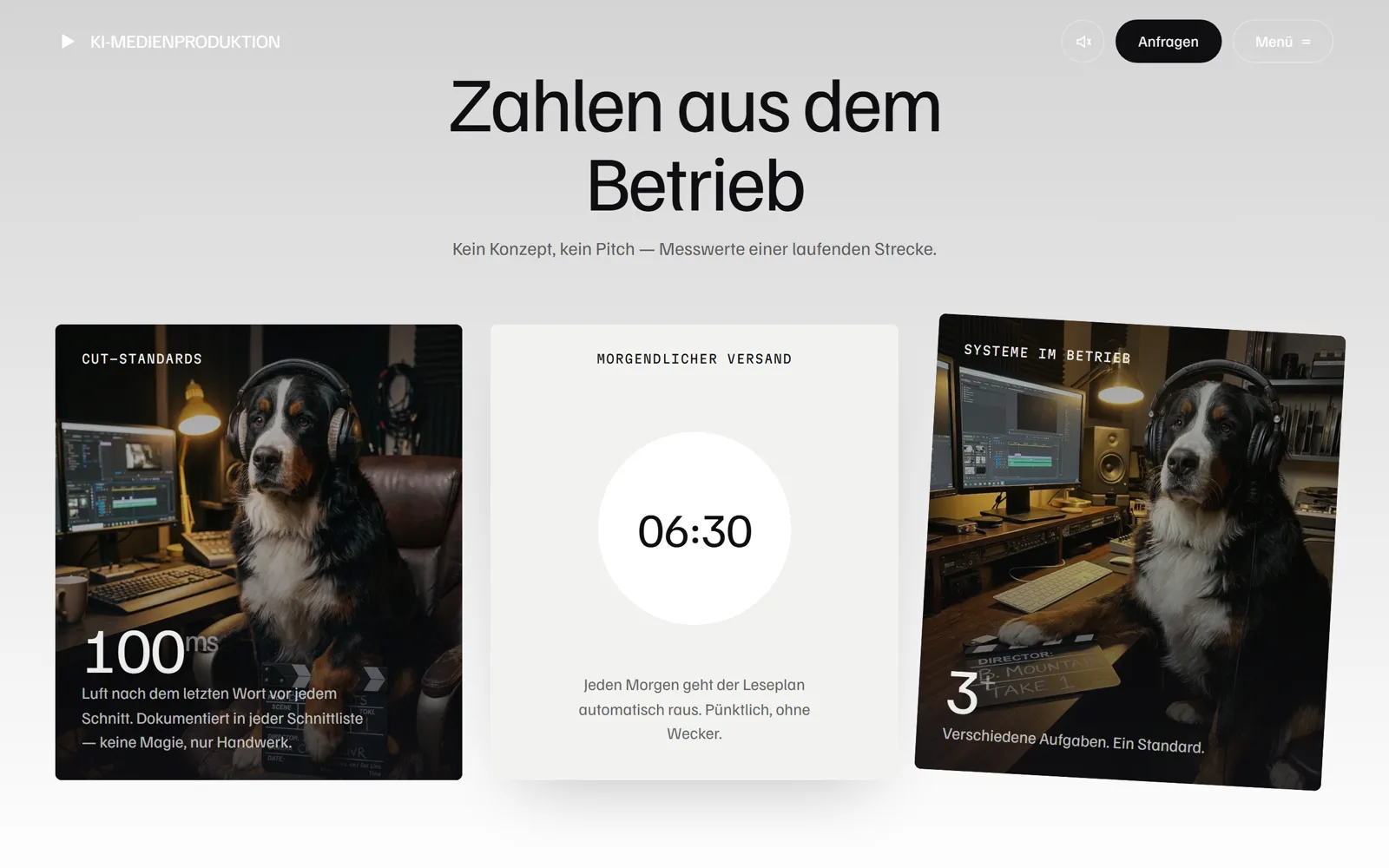 Sektion «Zahlen aus dem Betrieb» auf ki-medienproduktion.com